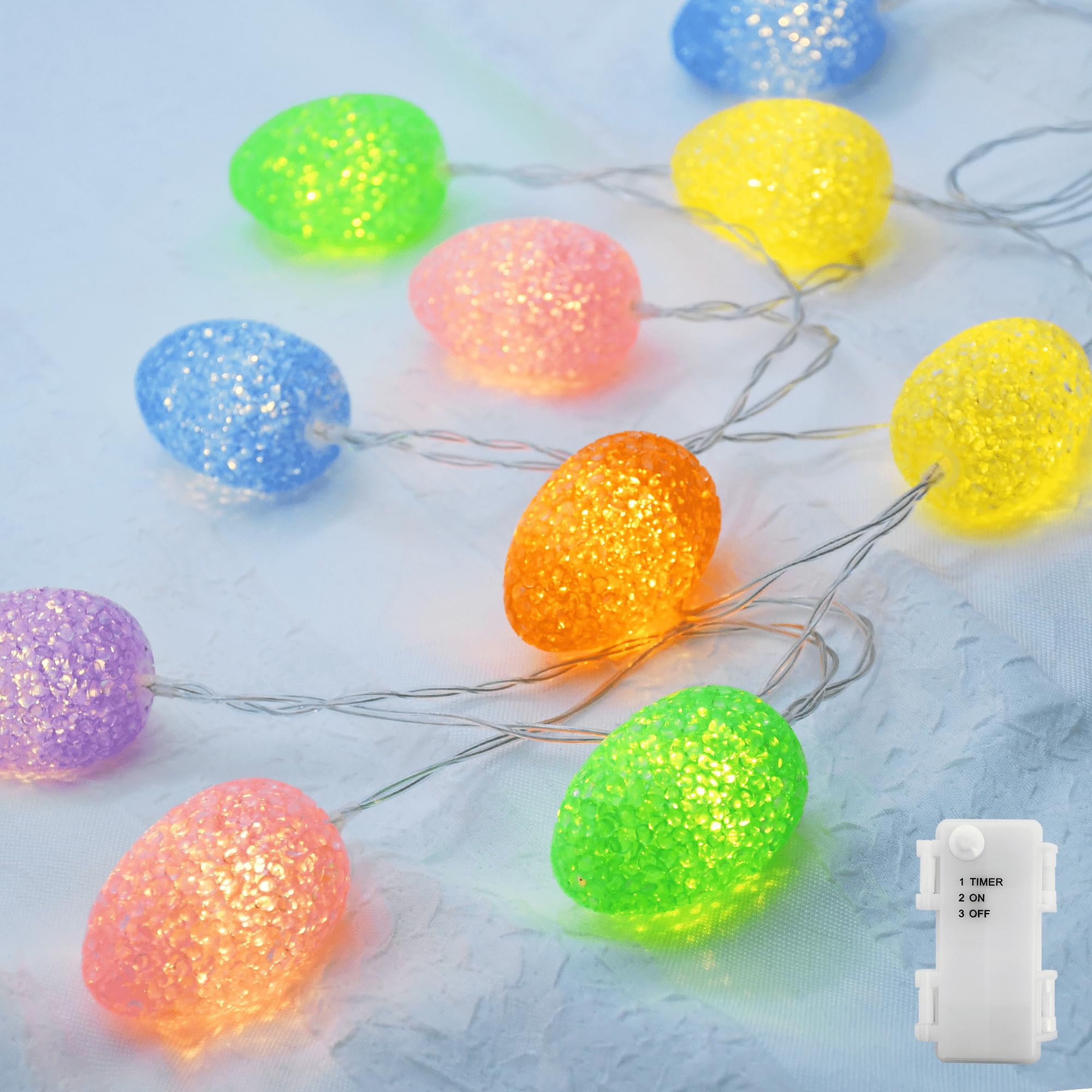 YOLIGHT Easter Egg String Lights - 6.5ft 10 LED Battery Operated Fairy Lights with Timer for Easter Decorations | Indoor Outdoor Party, Home, Tree & Mantel Decor | Perfect for Easter Celebrations, Garden Parties & Holiday Lighting