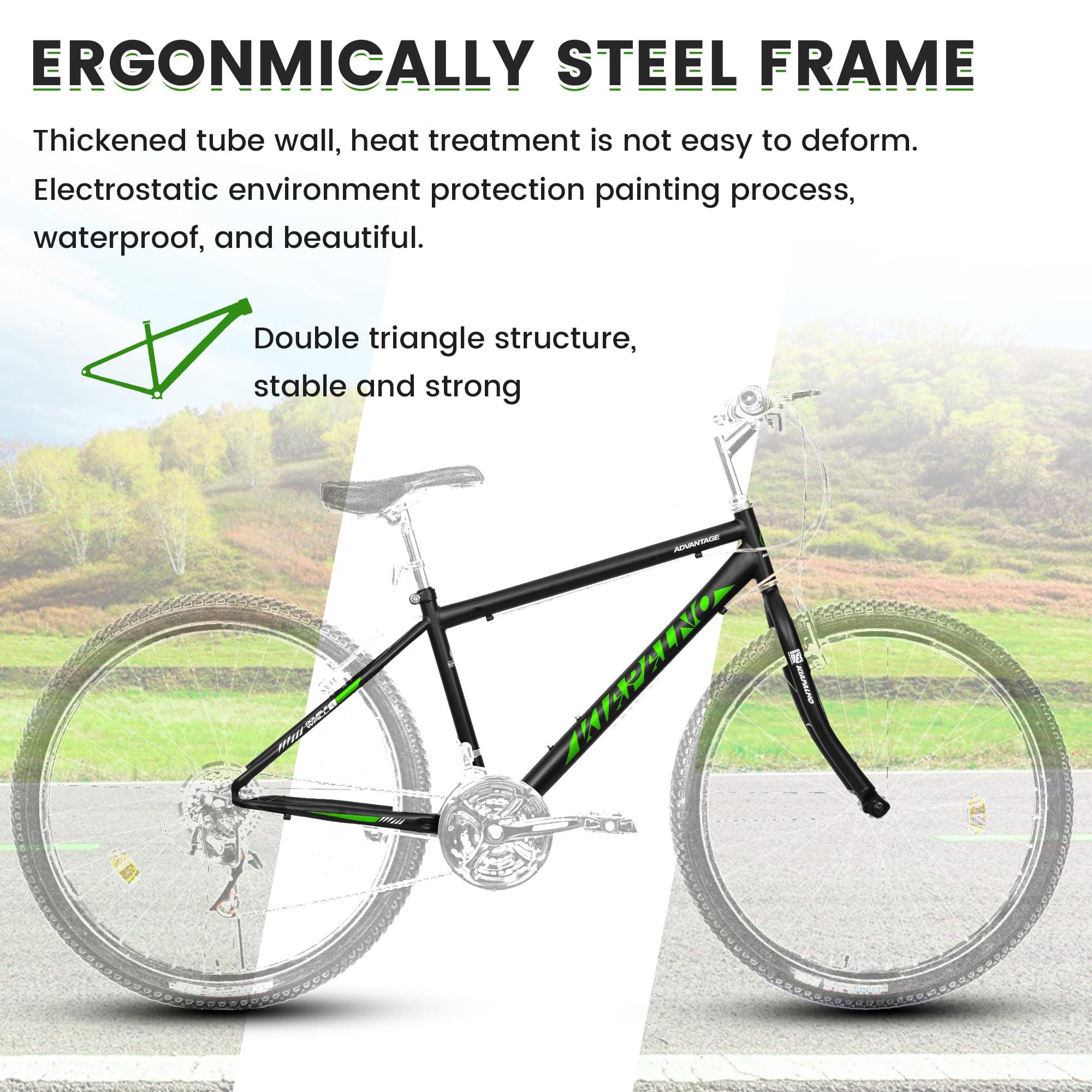 **27.5 Inch Mountain Bike for Men - 21-Speed High-Carbon Steel Frame with Dual Suspension & Disc Brakes - Trail, Snow, Commuter & City Road Bicycle for Adults**    *(Perfect for Off-Road Adventures, Daily Commuting & Urban Riding)*