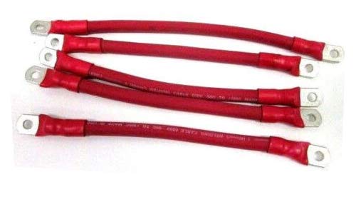 Premium 2 AWG HD Red Golf Cart Battery Cable Kit (5-Piece) for Club Car 83 & Up - AC/DC Wire & Supply - USA Made - Perfect for Golf Cart Upgrades & Marine Applications