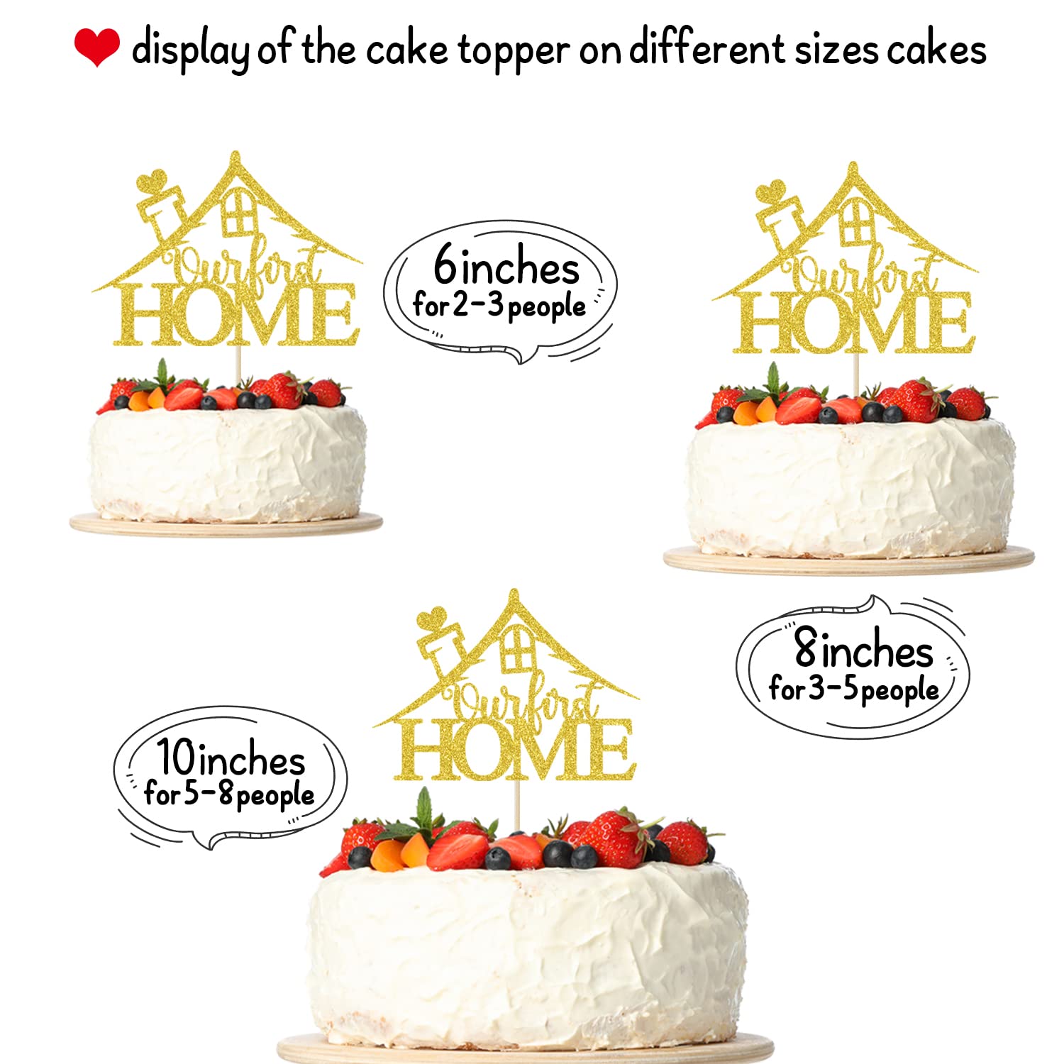 Our First Home Cake Topper - Gold Glitter 'Home Sweet Home' Wedding & Housewarming Decoration for New Couples | Perfect for Bridal Showers, Anniversary Cakes & Welcome Parties
