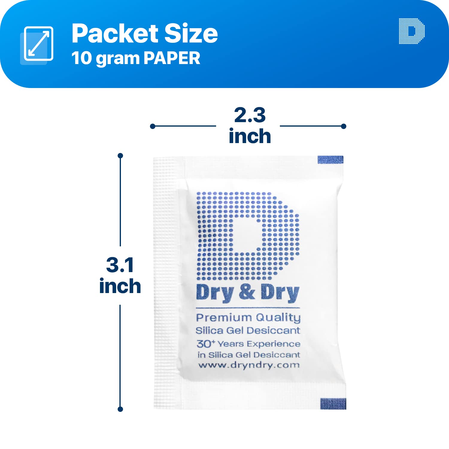 Dry & Dry 10 Gram [1600 Packets] Food Grade Silica Gel Desiccant Packs - Rechargeable Moisture Absorbers for Food Storage, Electronics, Documents & Closet Protection