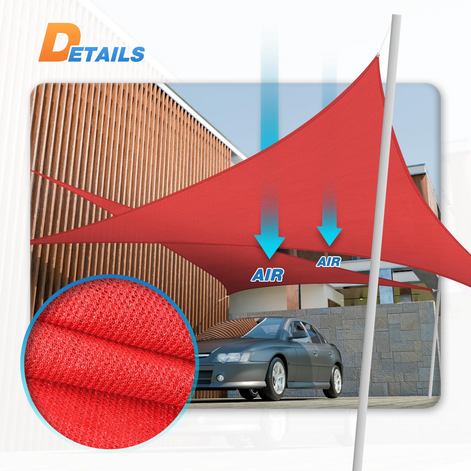 26'x26'x37' Right Triangle Sun Shade Sail - UV Block Heavy Duty Permeable Canopy for Patio, Backyard, Pergola & Carport - Outdoor Shade Cloth in Red (Perfect for Summer Sun Protection & Outdoor Relaxation)
