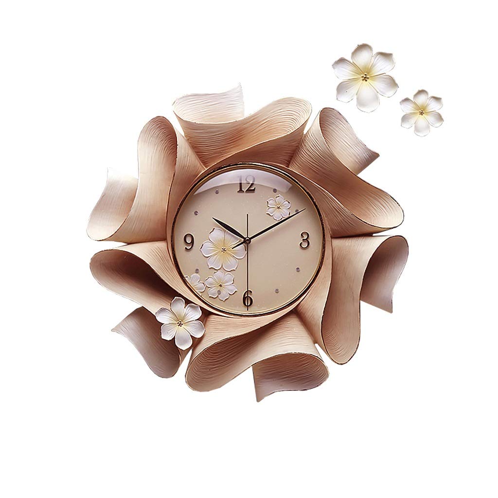 22-inch Digital Wall Clock with Elegant Flower Design - Epoxy Ceramic Frame & Glass Dial - Arabic Numerals for Easy Reading - Perfect for Living Room, Bedroom, Office or School Decor (Gold) - Ideal for Home Decor, Gift Giving & Time Management