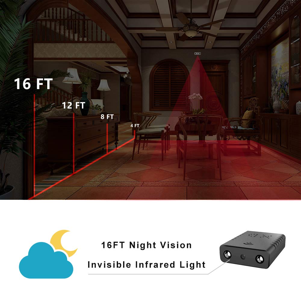 Smallest WiFi Spy Hidden Camera - Mini Wireless HD Indoor Security Camera with Motion Detection, Night Vision & Cloud Storage for iPhone, Android, iPad, PC | Perfect for Home Monitoring, Baby/Nanny Cam & Office Surveillance