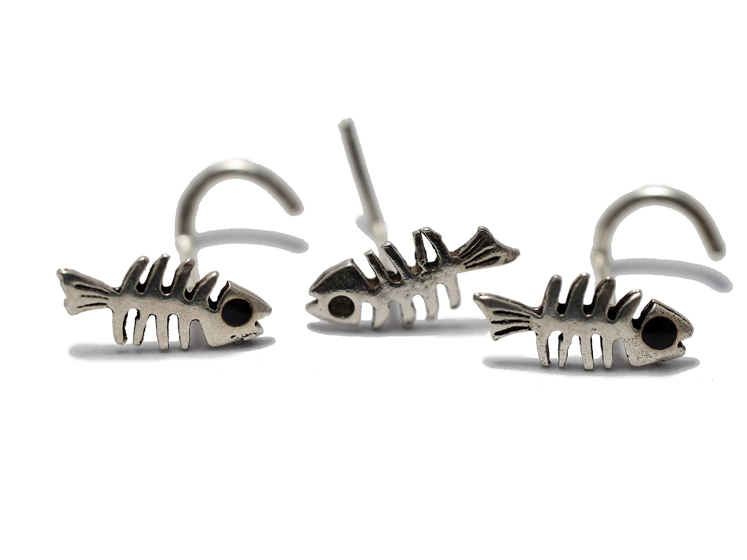 Mini Fishbone Sterling Silver Nose Stud - Hypoallergenic Nose Screw Piercing Jewelry for Women & Men | Perfect for Everyday Wear, Parties & Self-Expression
