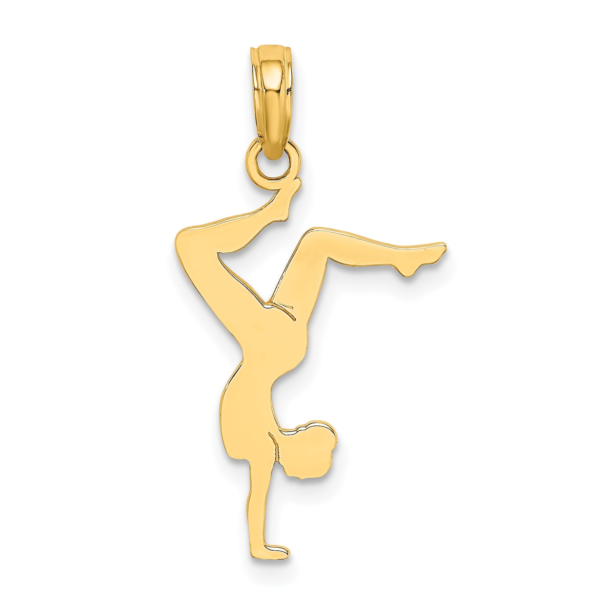 14K Solid Yellow Gold Gymnast Necklace - Elegant Gymnastics Charm Pendant for Athletes & Dance Lovers - Perfect Gift for Sports Enthusiasts & Cheerleaders