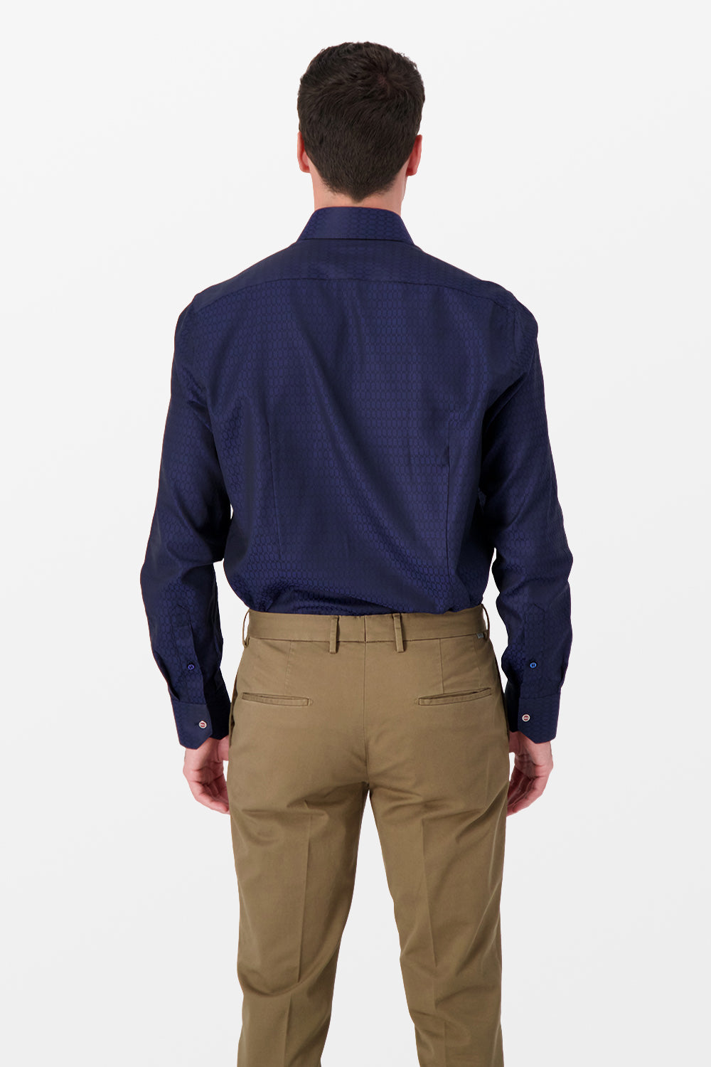 Zilli Navy Classic Men's Dress Shirt - Slim Fit Formal Shirt for Business, Office & Special Occasions