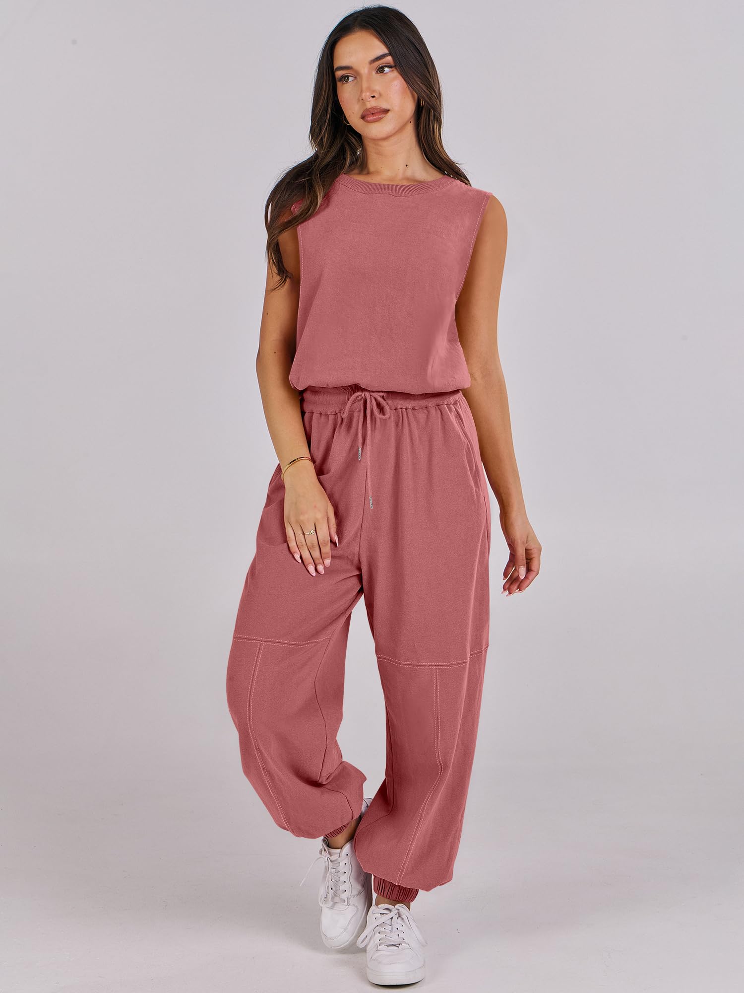 ANRABESS Women's Casual Sleeveless Jumpsuit - Summer Romper One Piece Outfit with Pockets for Workout, Lounge & Outdoor Activities | 2025 Trendy Fashion