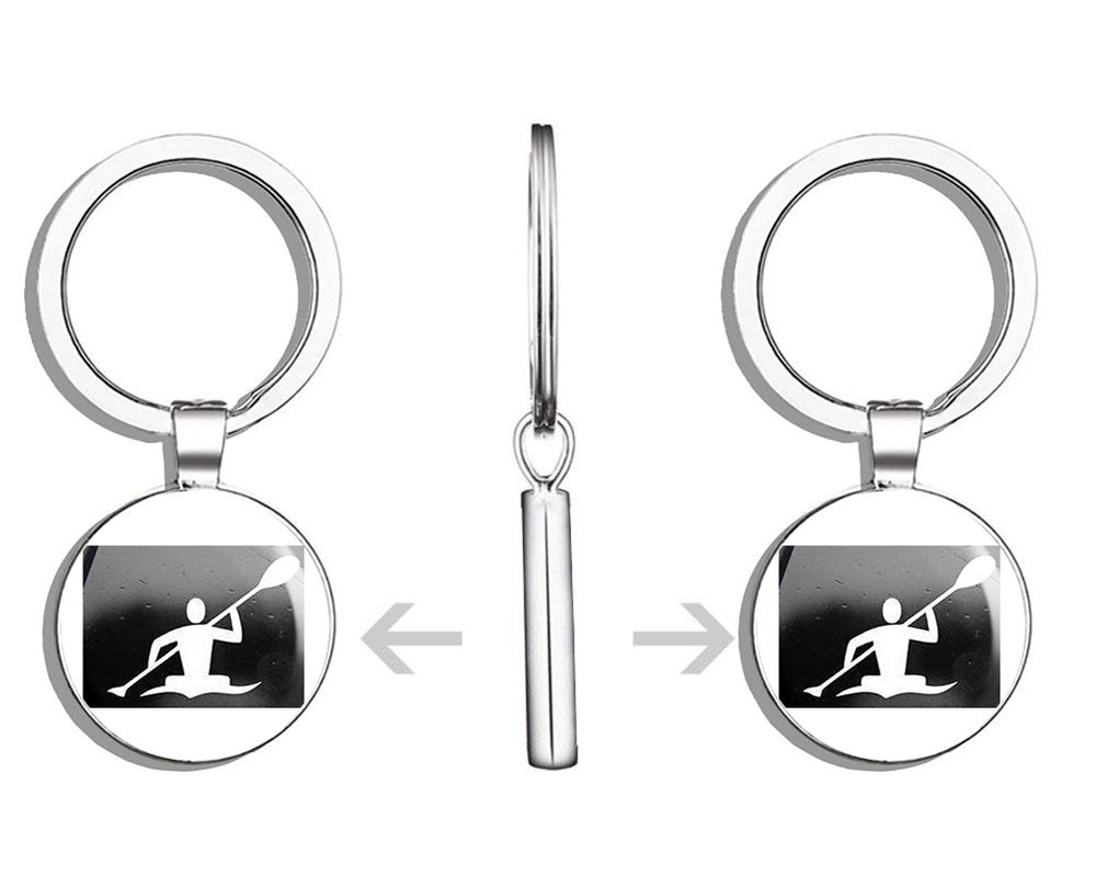 Premium Double-Sided Stainless Steel Kayak Keychain - Waterproof Vinyl Paddle & Canoe Decal Key Ring for Outdoor Enthusiasts - Perfect for Kayaking, Canoeing, Boating & Car Keys Organization