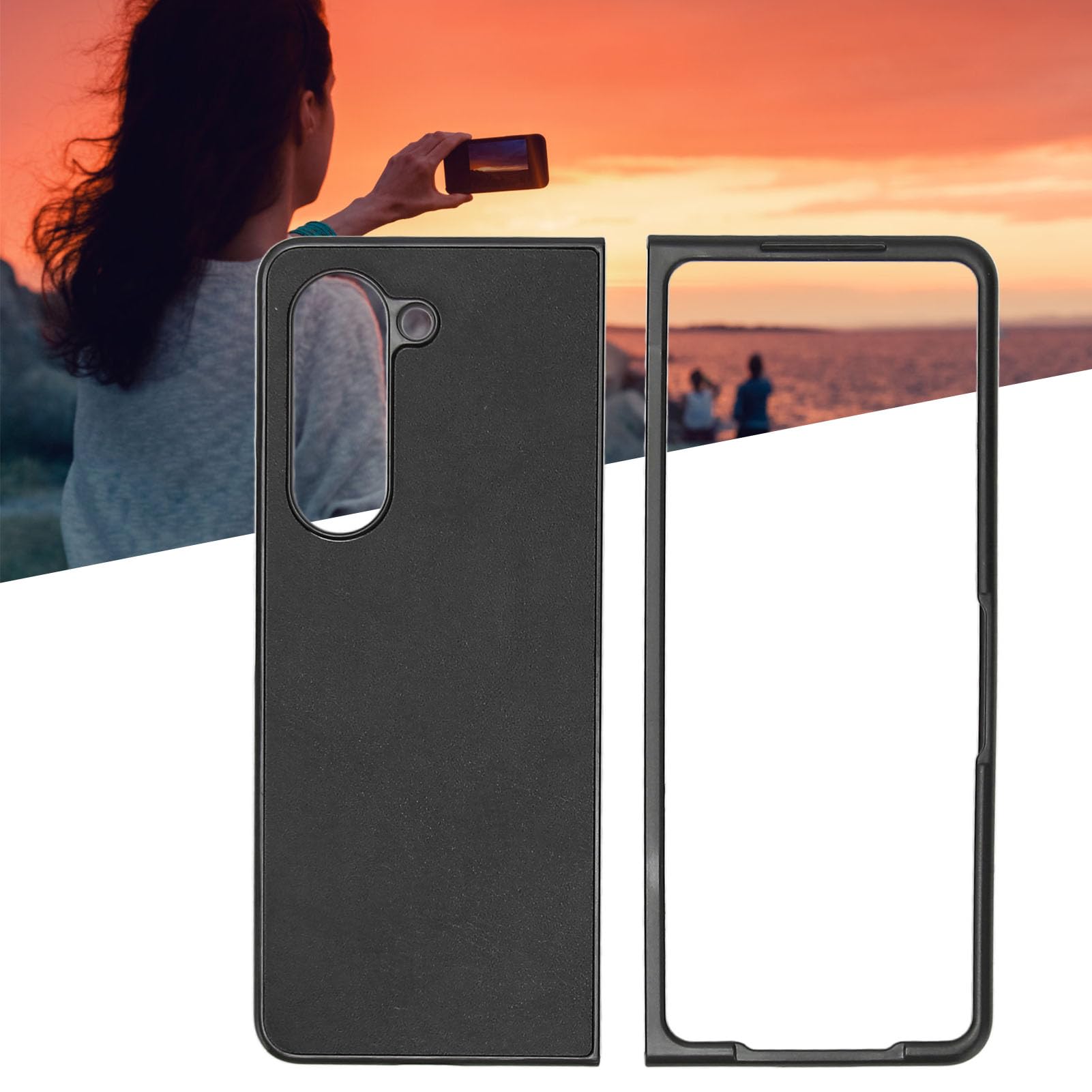 Stylish PU Leather Folding Screen Phone Case - Anti-Scratch Protective Cover with Lychee Pattern (Black/Color Options) - Perfect for Work, Travel & Everyday Use