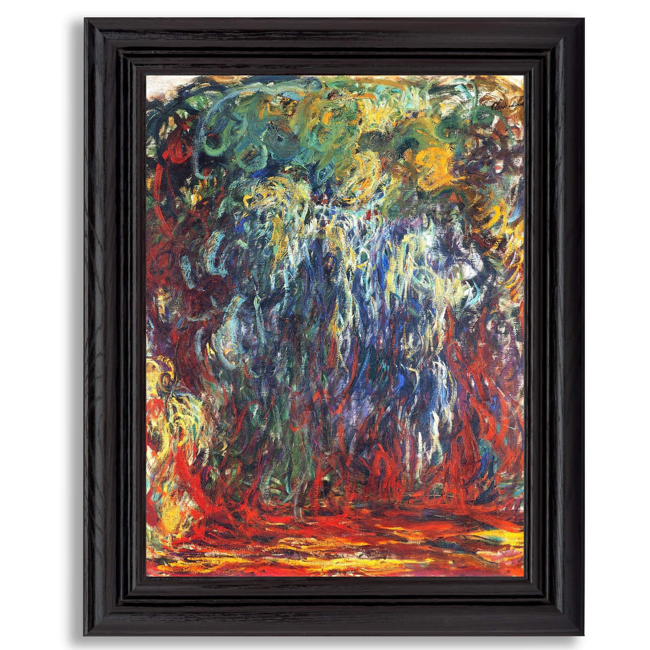 Claude Monet Weeping Willow Giverny Framed Art Print - High Quality Oil Painting Reproduction on Canvas with Wood Frame - Perfect Wall Decor for Living Room, Bedroom & Office
