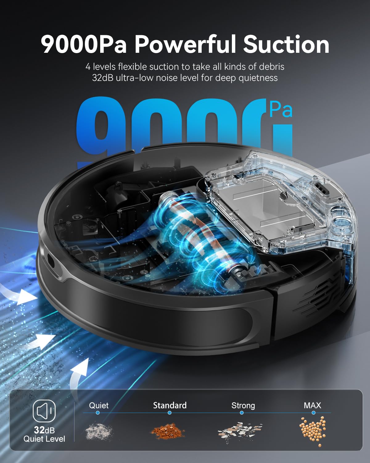 Slim Robot Vacuum Mop Combo with LiDAR - 9000Pa for Pets & Floors - Home Cleaning