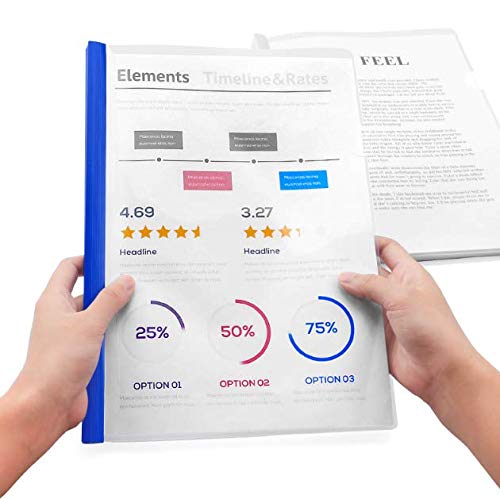 10mm Sliding Bar Plastic File Folders - 20 Pack, A4 Size, 18C, 40 Sheet Capacity, Transparent Resume & Report Covers for Office Organization - Perfect for Presentations, Document Storage & School Binders