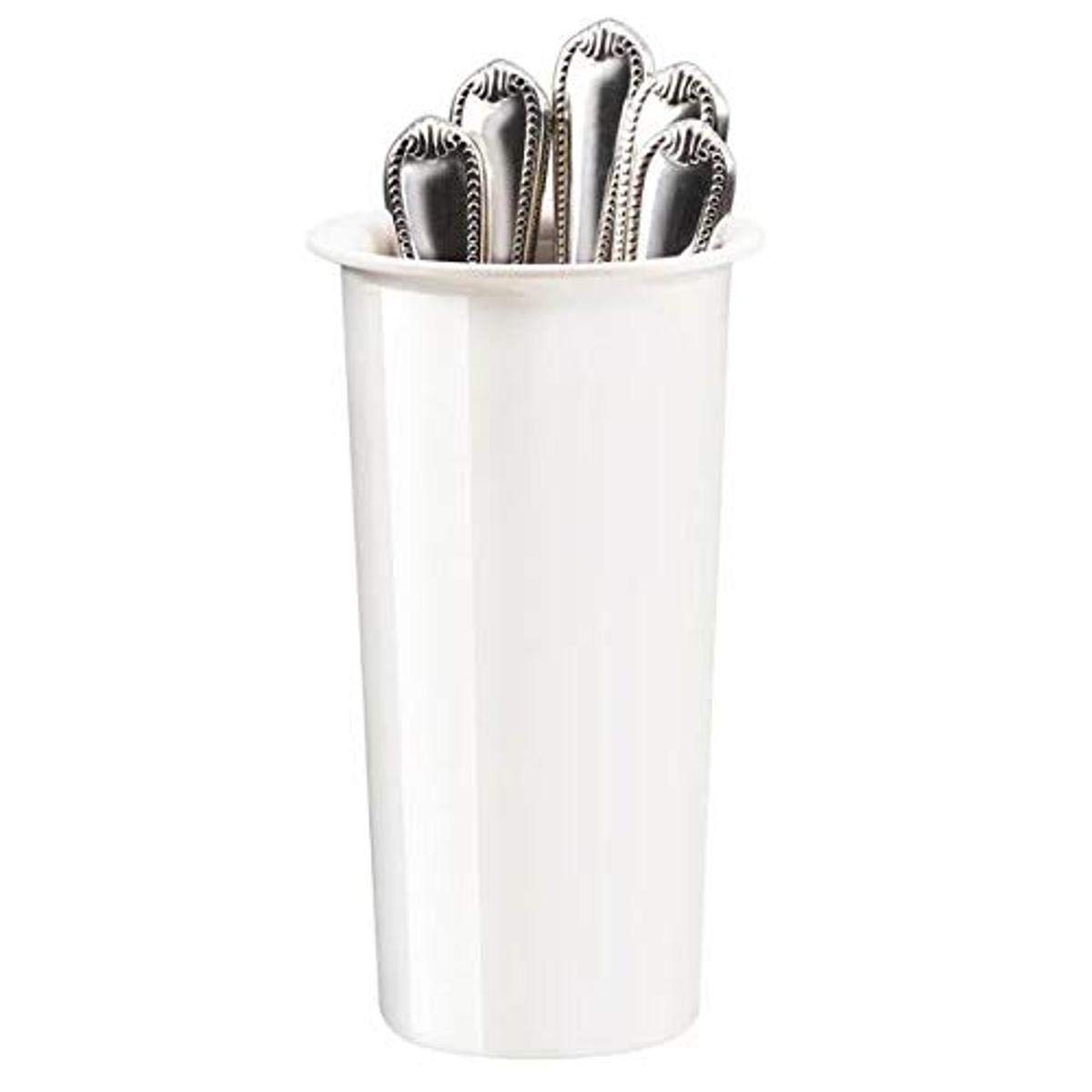 1017-8-15 White Melamine Utensil Holder - 8 Inch Kitchen Organizer for Spoons, Forks & Cooking Tools - Perfect for Countertop Storage in Restaurants & Home Kitchens