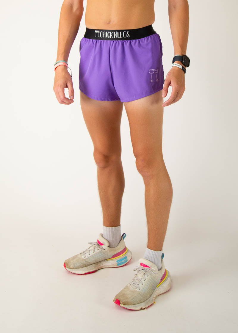 **Men's Purple 2 Split Running Shorts - Lightweight & Breathable for Gym, Jogging & Workouts**