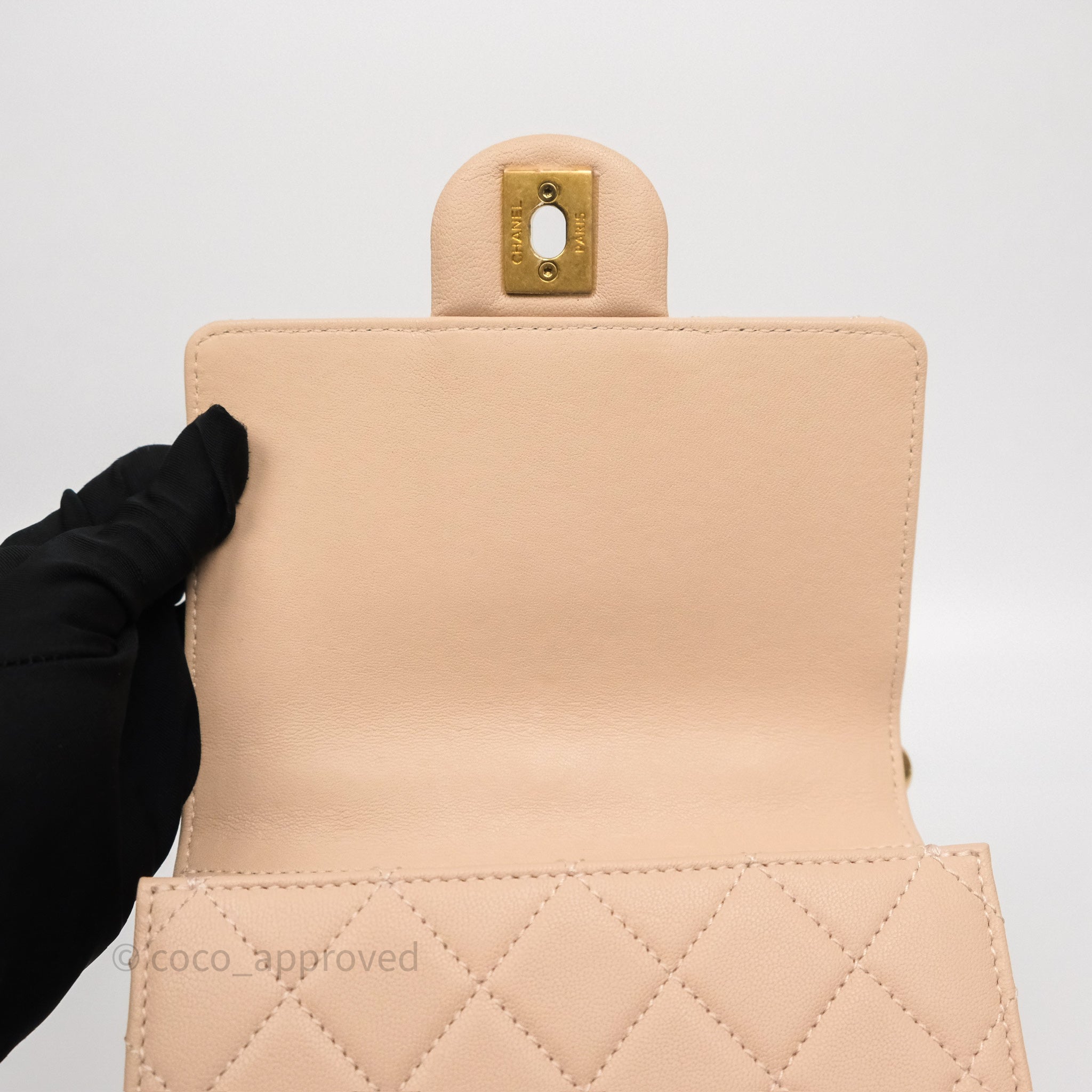 Chanel Classic Flap Bag Quilted Beige Pink Goatskin Leather with Pearl & Aged Gold Hardware - Luxury Crossbody Purse for Women, Perfect for Date Night & Special Occasions