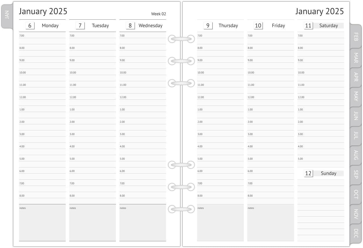 Newestor 2025 A5 Planner Inserts – Filofax A5 Compatible Weekly & Monthly Appointment Book Pages with Tabs, 6-Hole Punch – Perfect for Office, School, and Personal Organization