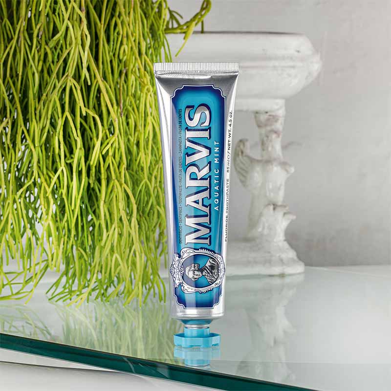 Marvis Aquatic Mint Toothpaste - Refreshing Mint Flavor for Fresh Breath & Oral Hygiene - Perfect for Travel, Home & Office Use