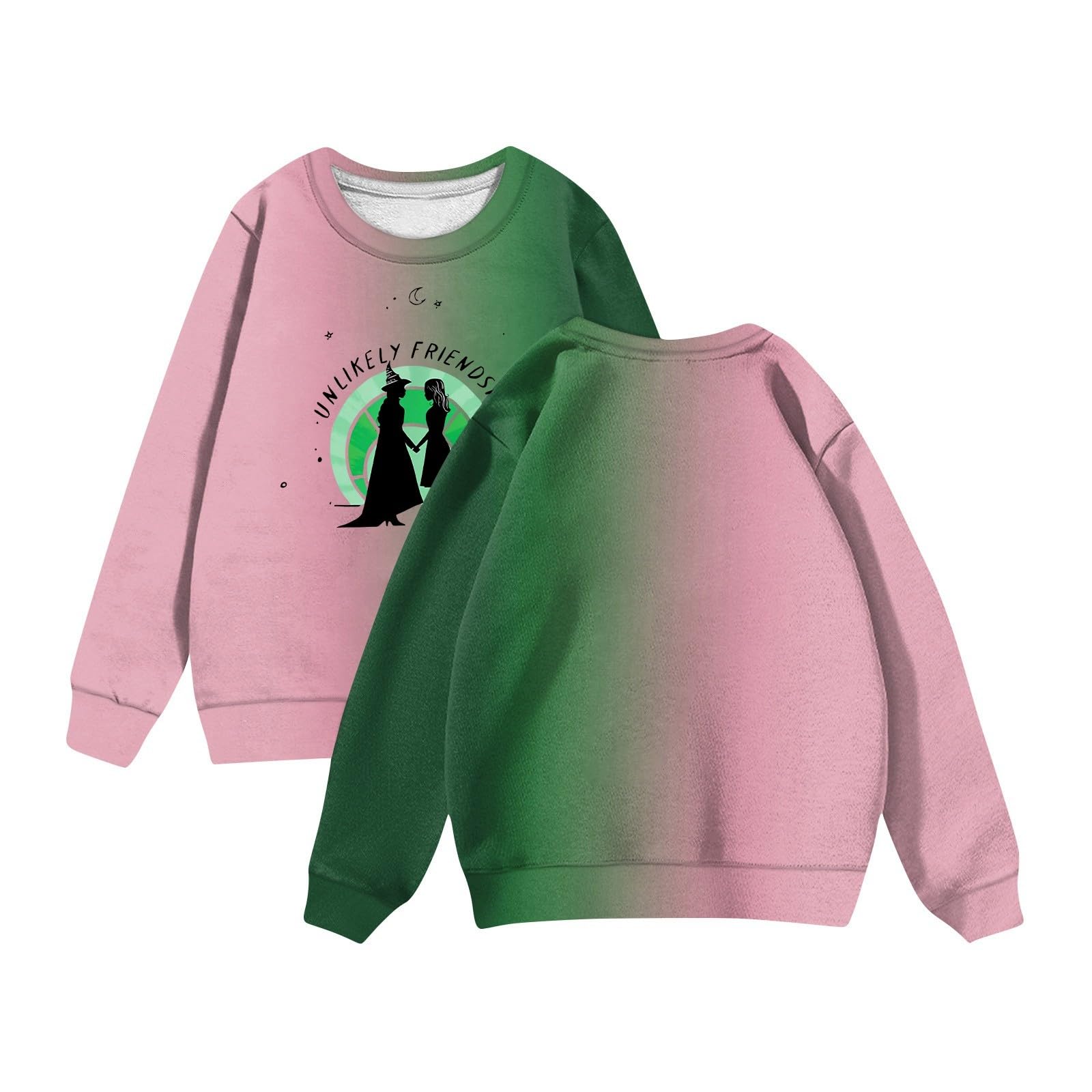 2024 Wicked Movie & Musical Crewneck Sweatshirts for Kids - Boys & Girls Long Sleeve Shirts - Perfect for Halloween Costumes, School Plays & Broadway Fans