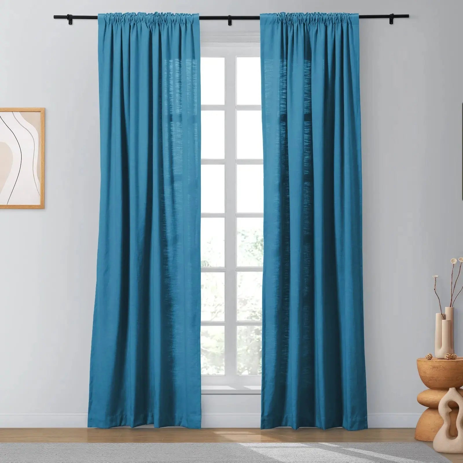 Isabella Heavyweight Cotton Blackout Curtains - Soft Top Thermal Insulated Drapes for Living Room & Bedroom - Noise Reducing & Energy Saving Window Treatments