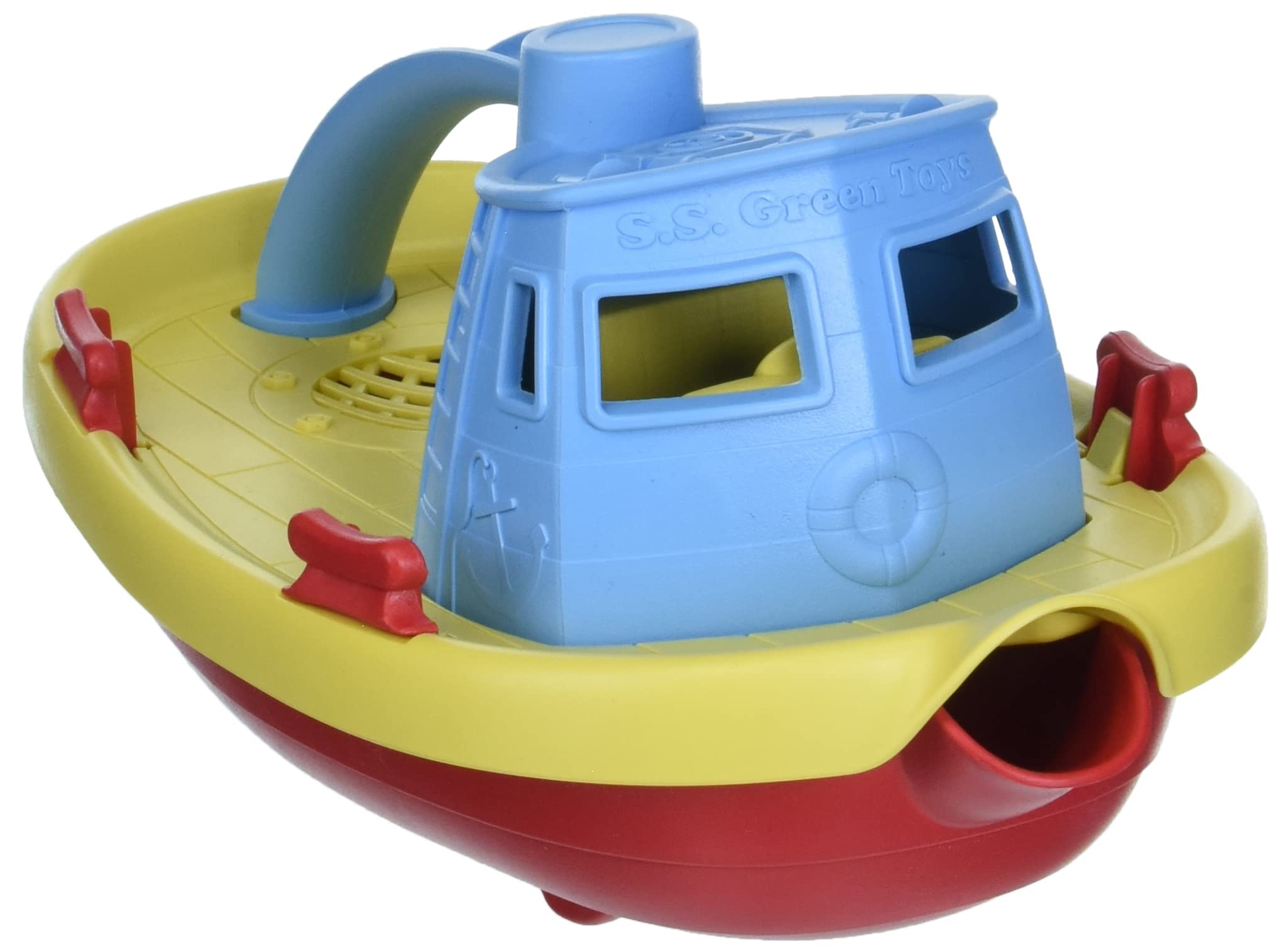 Green Toys Tug Boat Blue - Eco-Friendly Bath Toy for Kids | Durable Plastic Boat for Bathtub Playtime & Pool Fun
