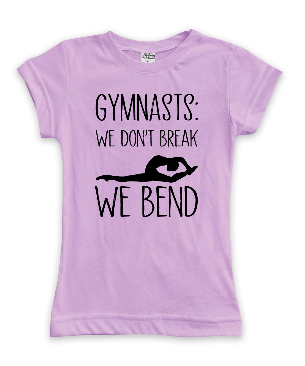 Mauve 'GYMNASTS: We Don't Break We Bend' Fitted T-Shirt - Perfect for Gymnastics Training, Workouts & Athletic Wear