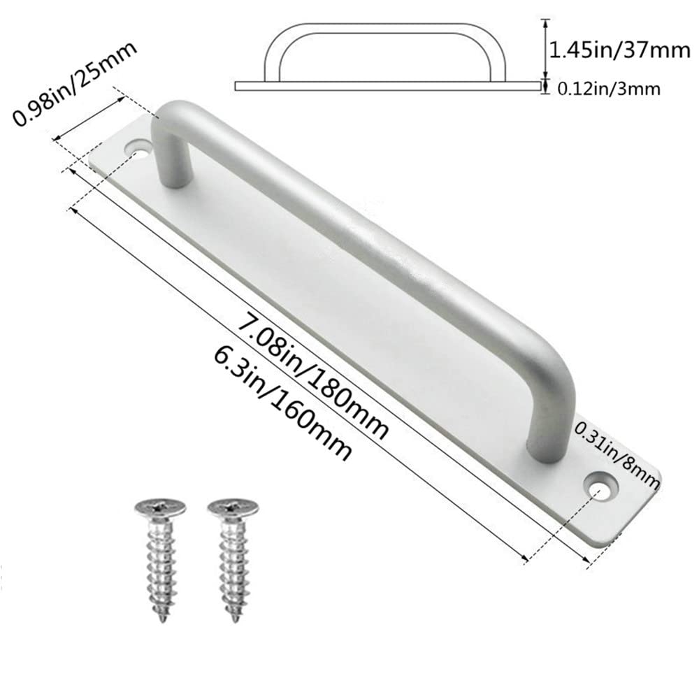 2 Pack Aluminum Alloy Sliding Barn Door Handles - Heavy Duty Cabinet & Drawer Pulls for Kitchen, Wardrobe & Furniture (Silver) - Modern Home & Office Hardware Upgrade