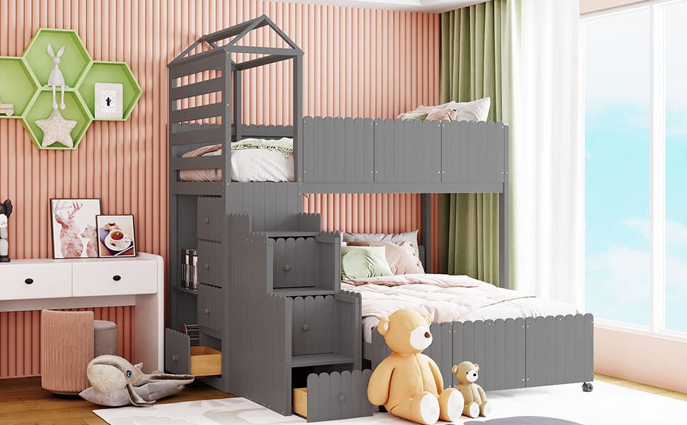Gray+twin Over Full+pinewood