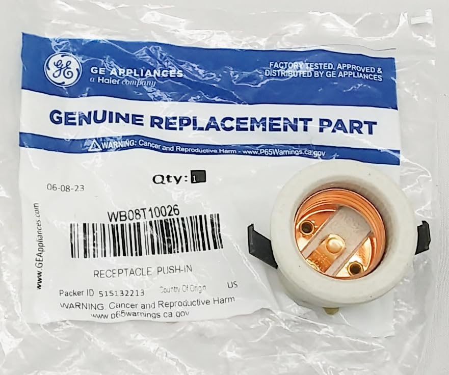 Genuine OEM WB08T10026 Oven Range Stove Light Push-in Socket Replacement Part - Compatible with R2-B9 & EA241225 Models - Perfect for Kitchen Appliance Repair & Maintenance