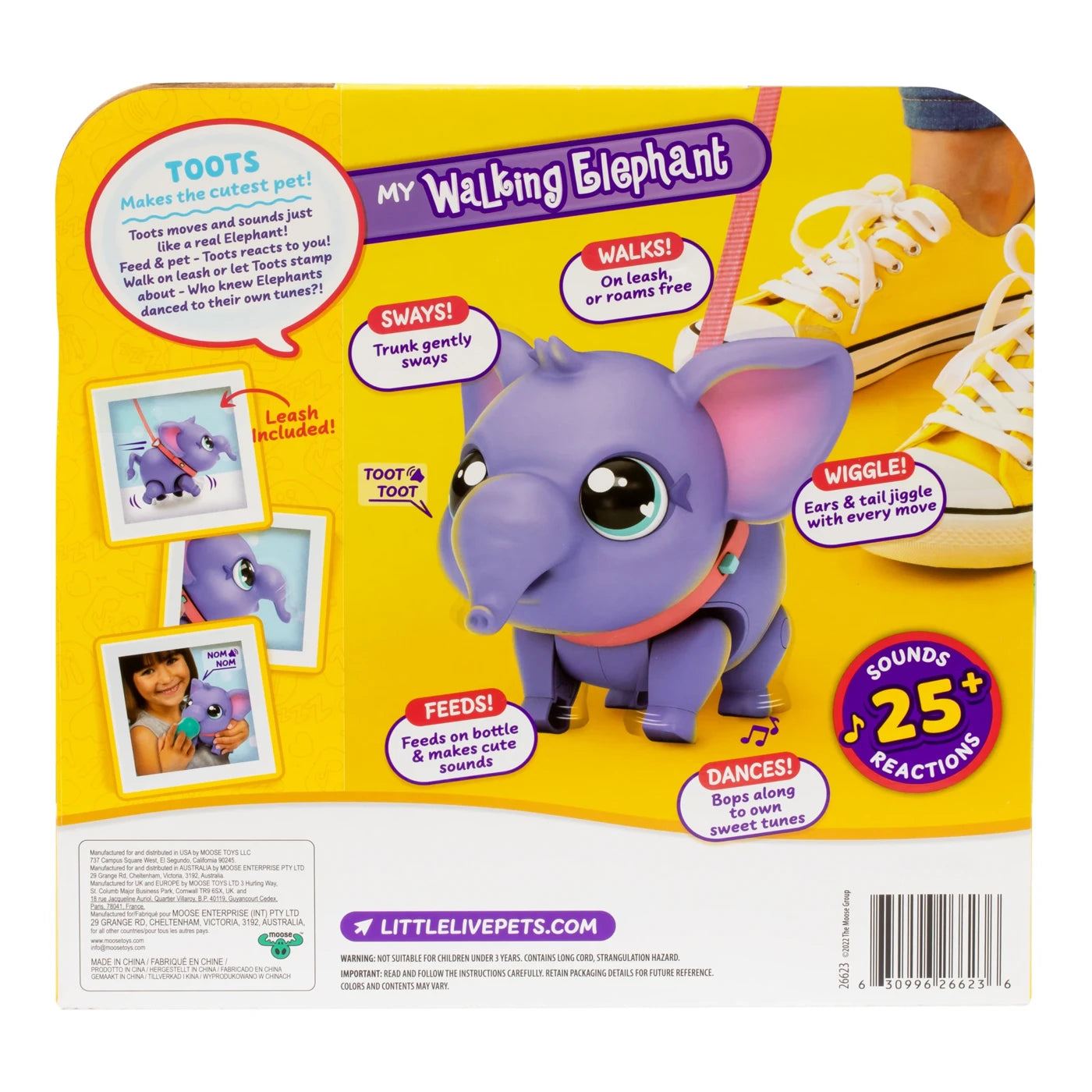 Little Live Pets My Walking Elephant - Interactive Baby Elephant Toy with Realistic Sounds & Walking Motion - Jungle Series Toots - Perfect for Kids Ages 5+ | Great Gift for Birthday & Christmas | Fun Pretend Play & Animal Learning Toy