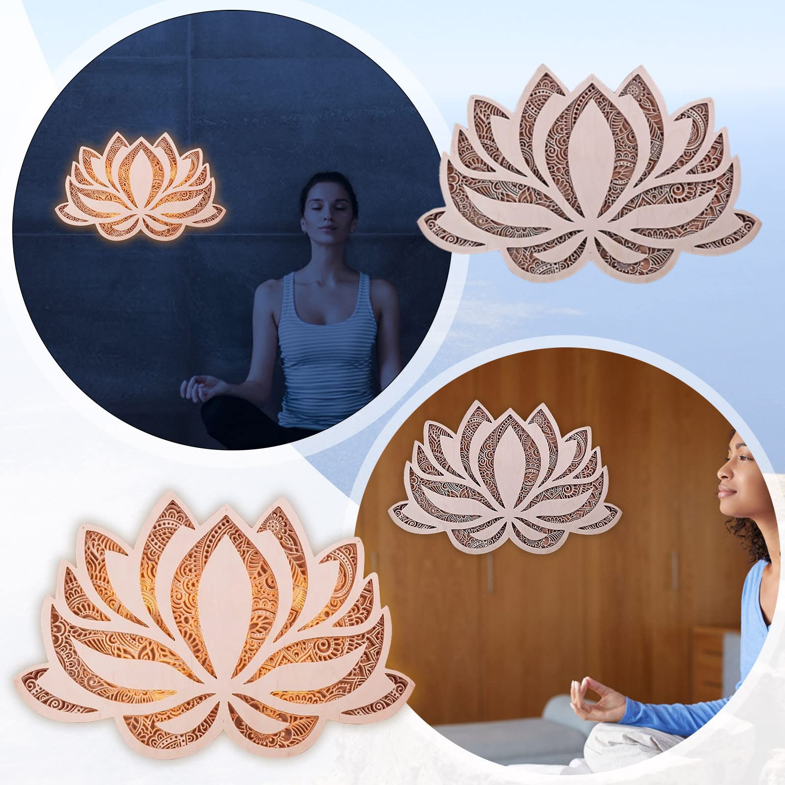 Guolarizi Acrylic Yoga Night Light - LED Wall Lamp for Yoga Room, Bedroom & Meditation Space - Elegant Atmosphere Decor Light (As Shown)
