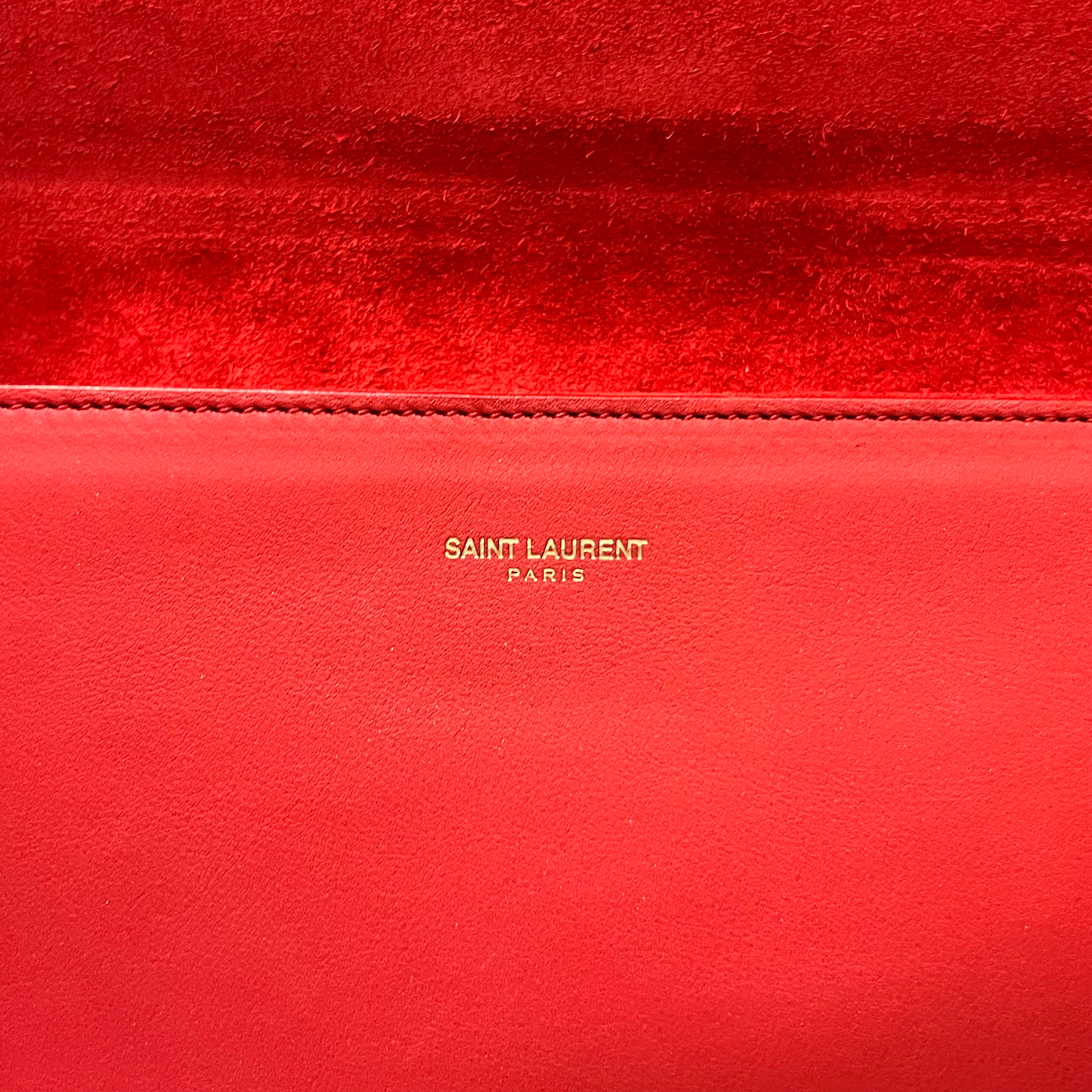 SAINT LAURENT Y Ligne Clutch Bag in Red | Luxury Designer Crossbody Clutch for Women | Perfect for Evening Parties, Weddings & Special Occasions