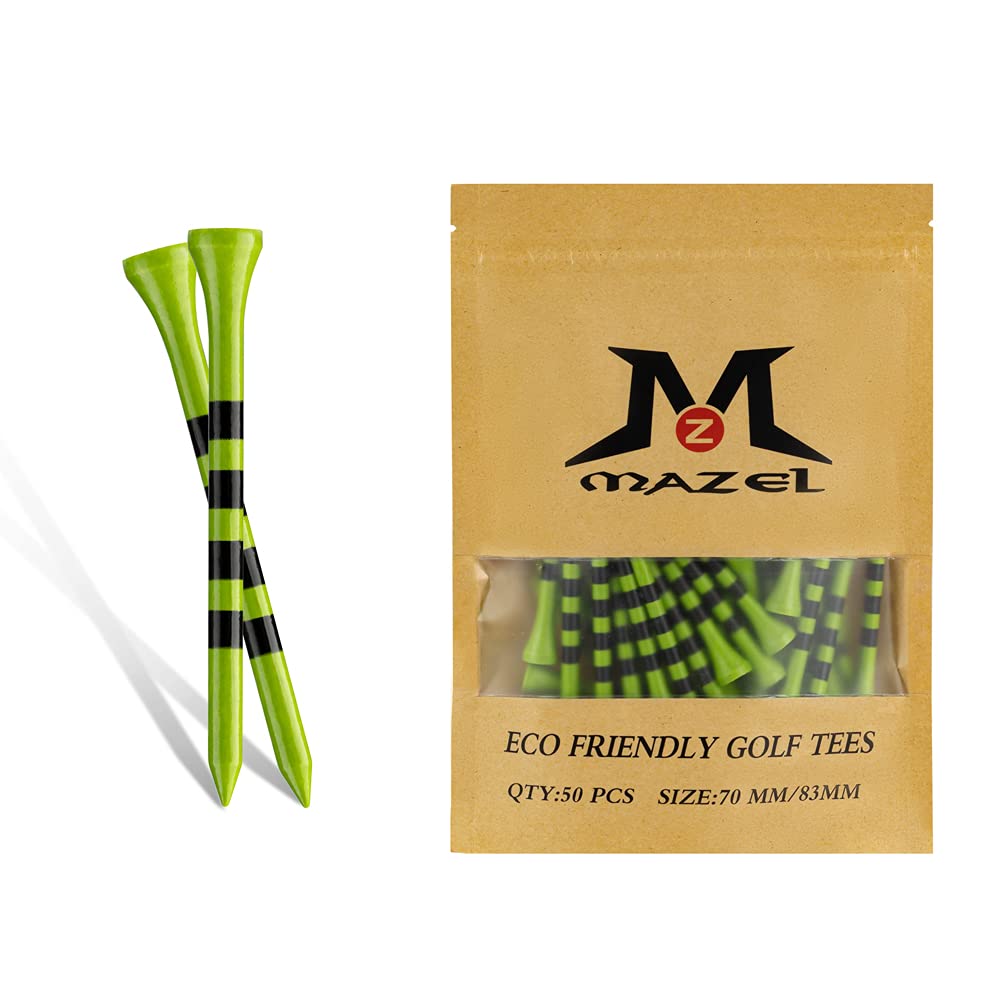 Premium MAZEL Natural Wood & Bamboo Golf Tees 2.75