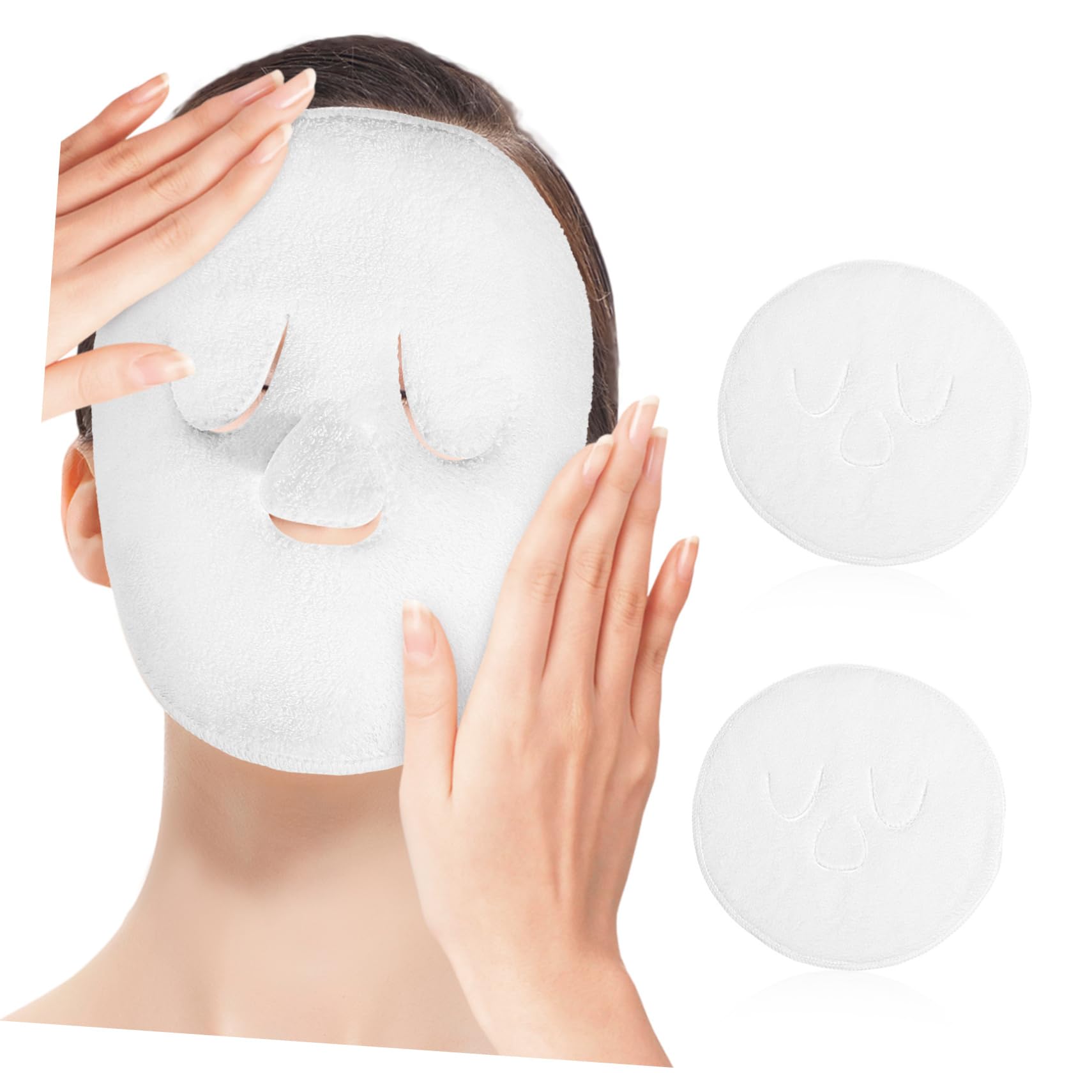 2 Pack Reusable Facial Towel Masks for Skincare - Soft Coral Fleece Warm Compress Face Towel for Spa, Relaxation & Hot Therapy at Home