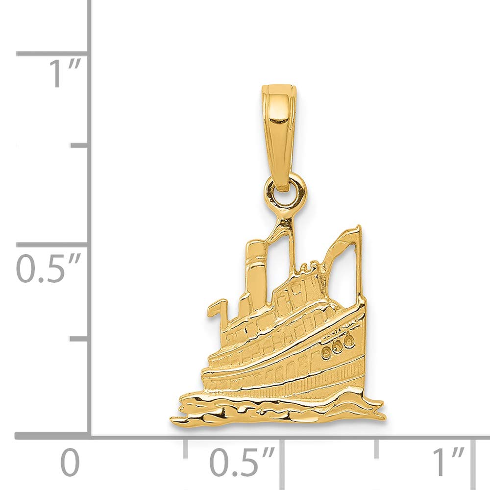 14K Yellow Gold Cruise Ship Charm Pendant - Elegant Nautical Jewelry for Travel Lovers | Perfect for Cruise Vacations, Sailor Gifts & Beach-Themed Accessories