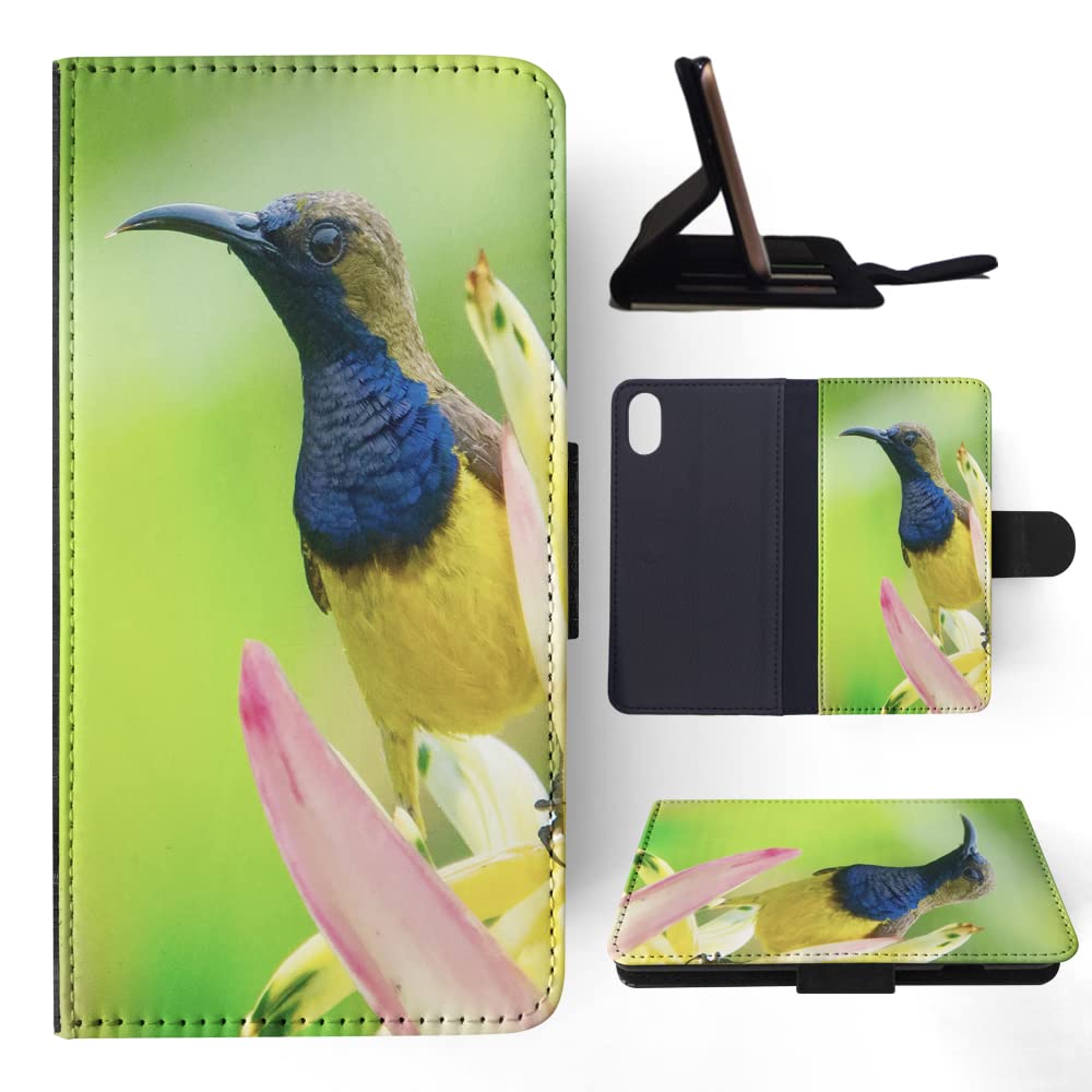 Stylish Blue & Yellow Bird Pattern Flip Wallet Case for Apple iPhone X/Xs - Perfect for Everyday Use & Travel Protection