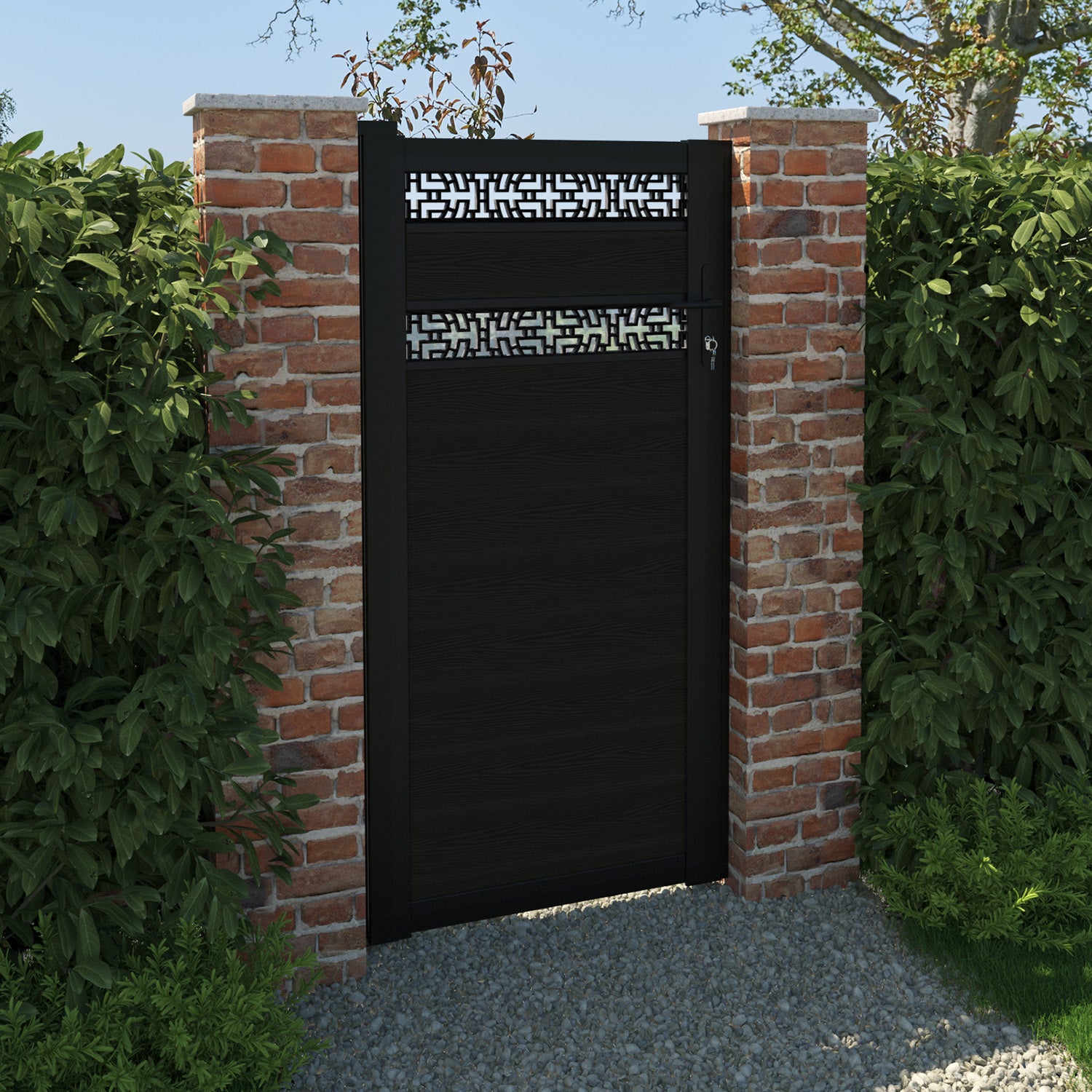 Classic Kumo Split Screen Pedestrian Gate - Black | Durable & Stylish Walkway Entry | Perfect for Residential, Commercial & Garden Security