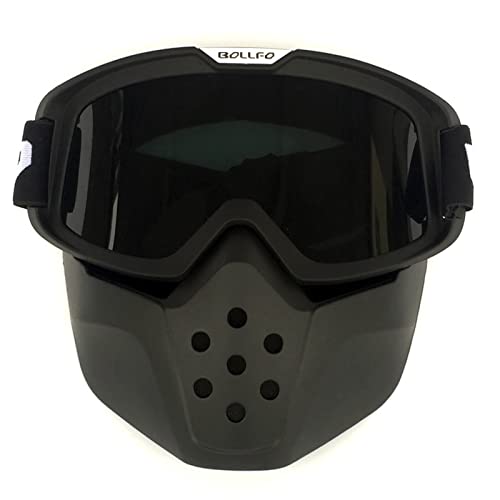 Vintage Retro Motorcycle Goggles - Windproof Motocross Helmet Glasses with Mask (Black) - Perfect for Cruising, Racing & Off-Road Adventures