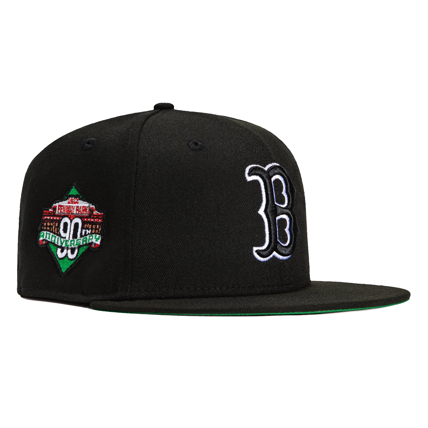 New Era 59Fifty Boston Red Sox 90th Anniversary Stadium Patch Snapback Hat - Black & White - Official MLB Baseball Cap for Men & Women - Perfect for Games, Collecting & Streetwear Fashion