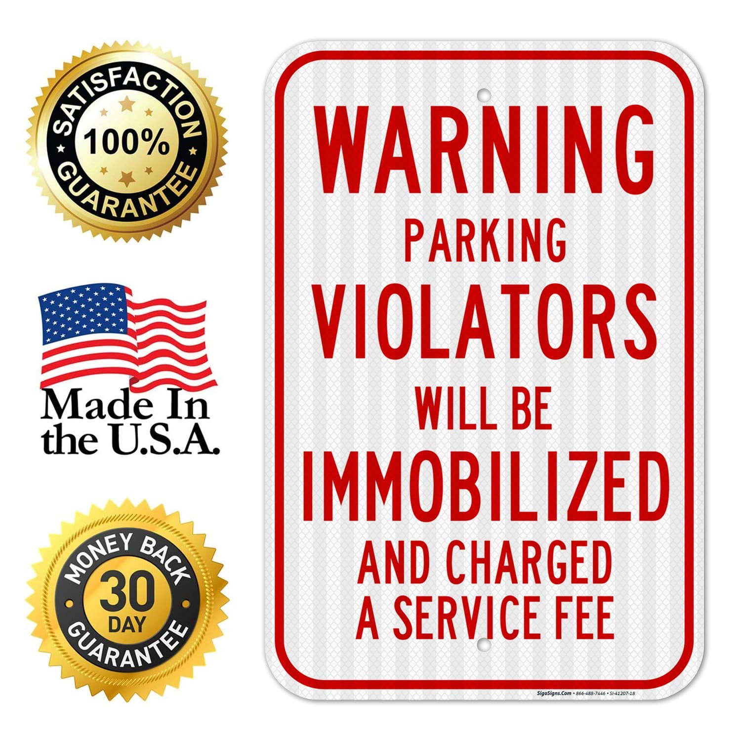 12x18 Inches Parking Violators Warning Sign - 3M EGP Reflective Aluminum, Fade Resistant - Easy Mounting for Indoor & Outdoor Use - Made in USA | Perfect for Parking Lots, Garages & Private Property Security