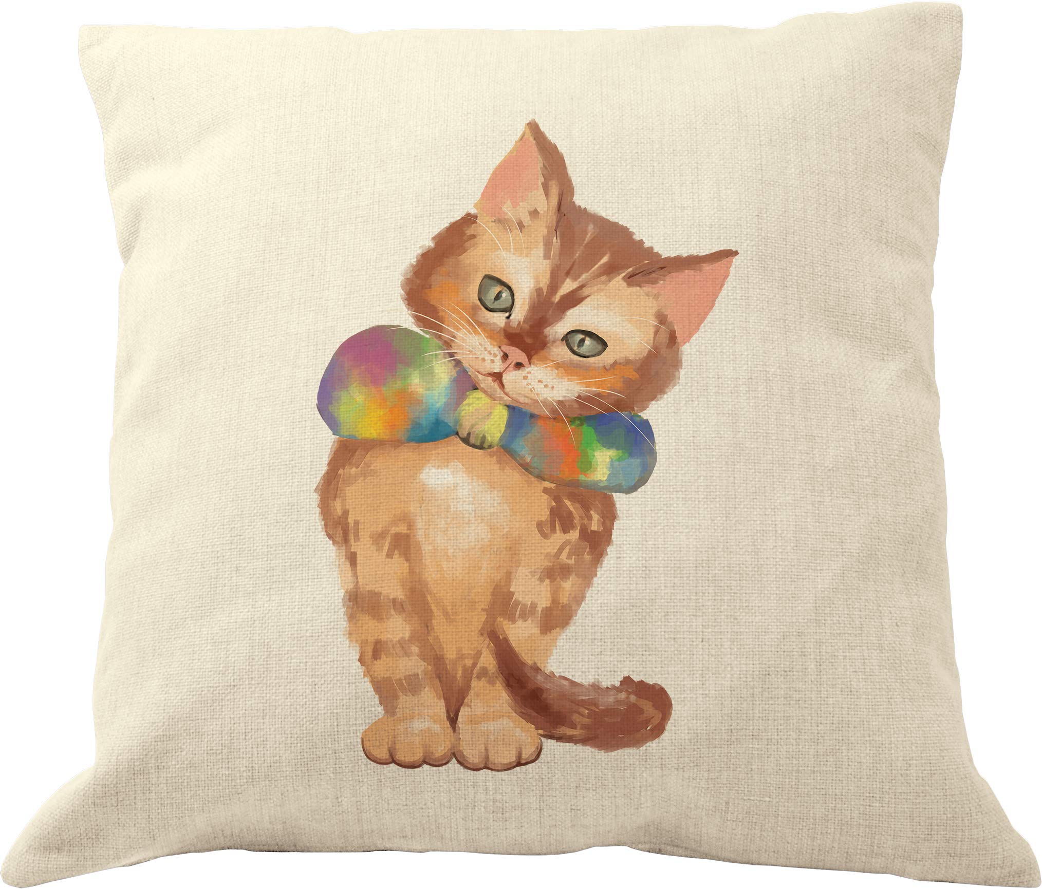 18x18 Cat Pillow Covers - Cotton Linen Kitty Throw Pillows for Cat Lovers | Home Decor, Sofa & Couch