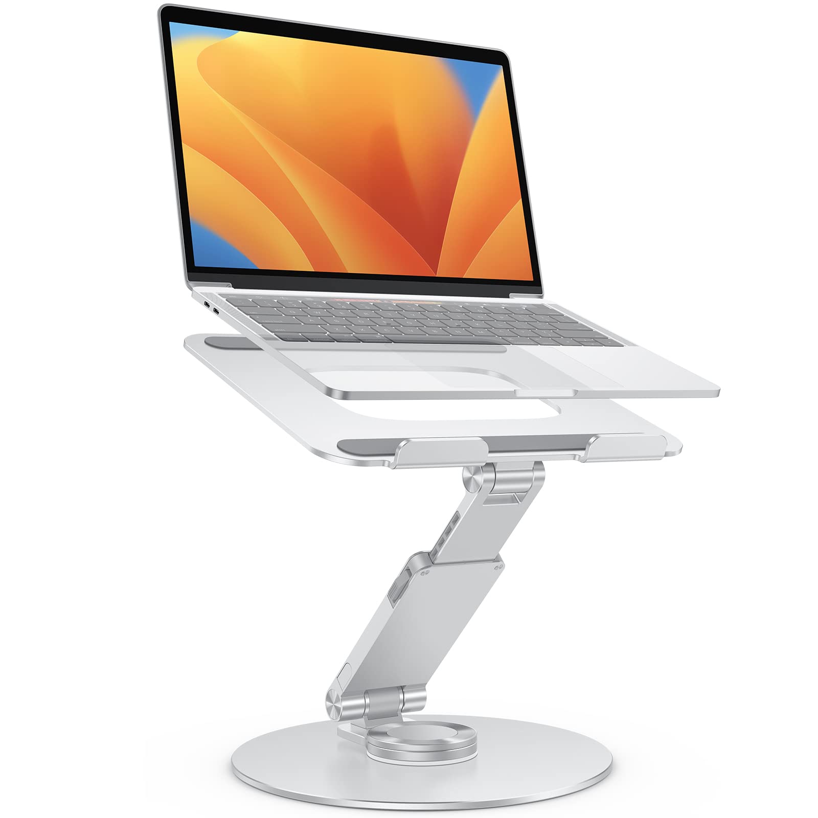 OMOTON 360°旋转升降铝合金折叠笔记本支架 - 适合16英寸以下MacBook及所有笔记本电脑，办公协作、家庭娱乐、远程学习多场景适用