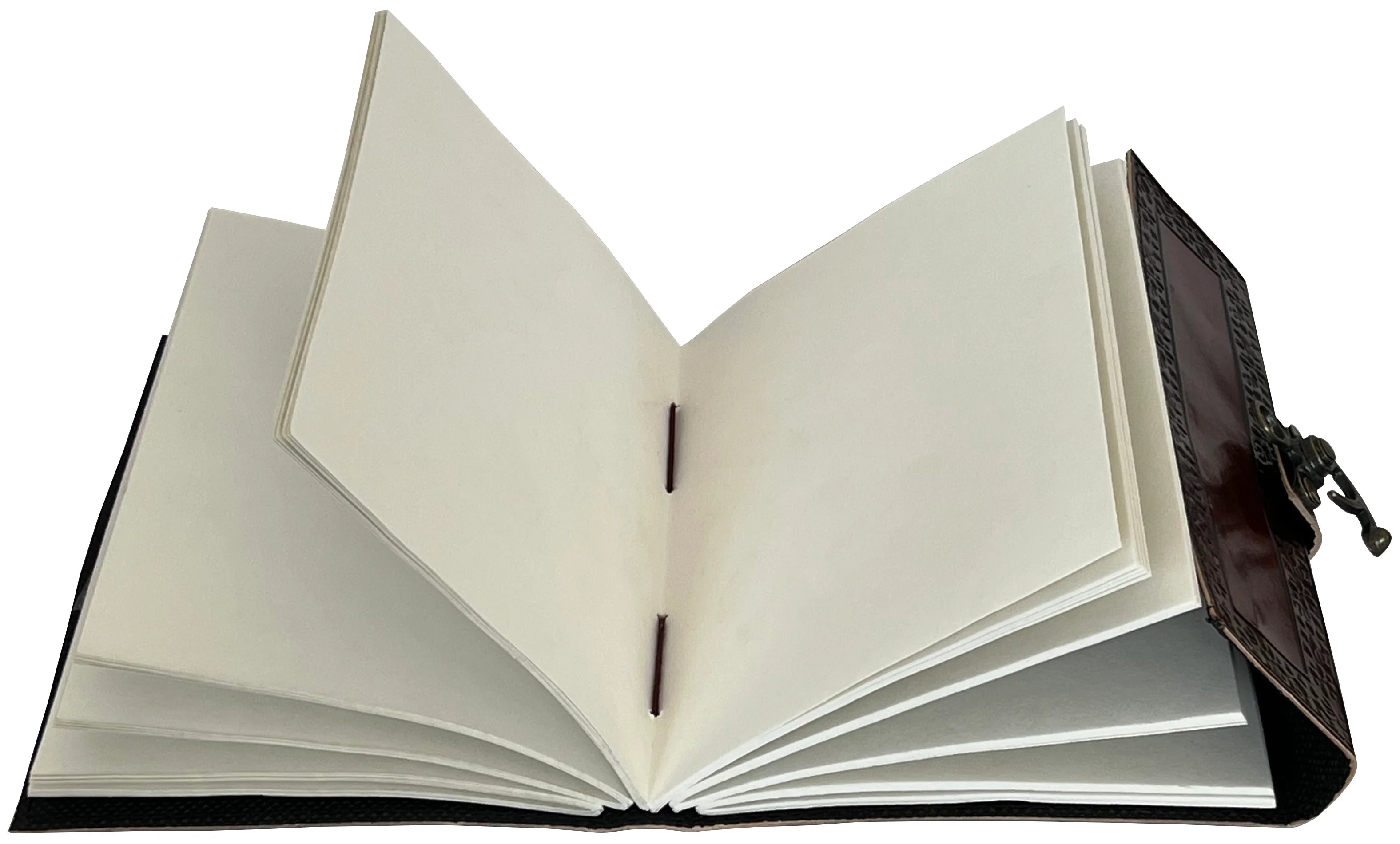 Premium Handmade Leather Journal with Semi-Precious Stone - Vintage Writing Notebook for Travel, Meditation & Gift Giving