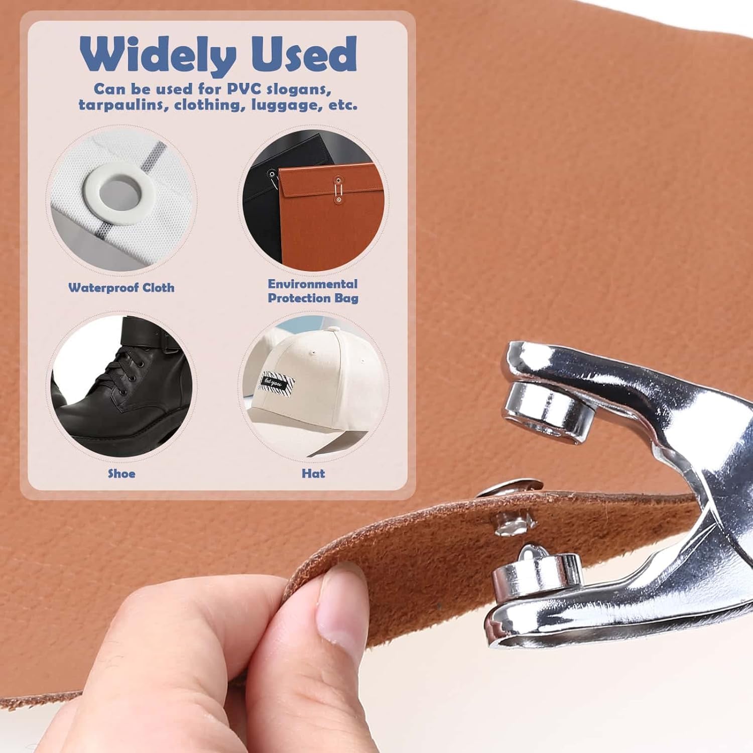 PAXCOO 1203-Piece Grommet Tool Kit with Eyelet Pliers - 1/4 Inch (6mm) Fabric Grommets, Washers & Hole Punch Hand Press Kit for DIY Crafts, Leather, Tarps & Clothing Repair