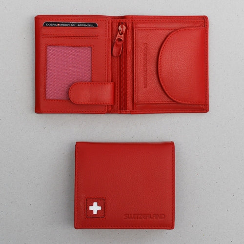 Premium Swiss Leather Wallet for Men - Genuine Red Cowhide RFID Blocking Slim Bifold Wallet - Perfect for Travel, Business & Everyday Use