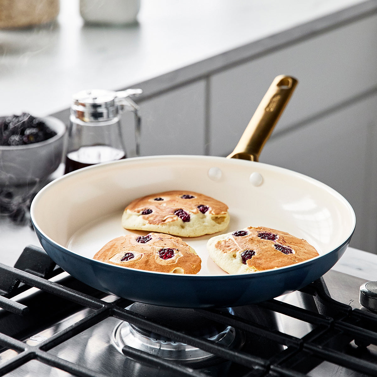 Premium Reserve Ceramic Nonstick 10-Piece Cookware Set - Twilight Blue | Non-Toxic PFOA-Free Coating | Oven & Dishwasher Safe | Perfect for Frying, Sautéing & Everyday Cooking