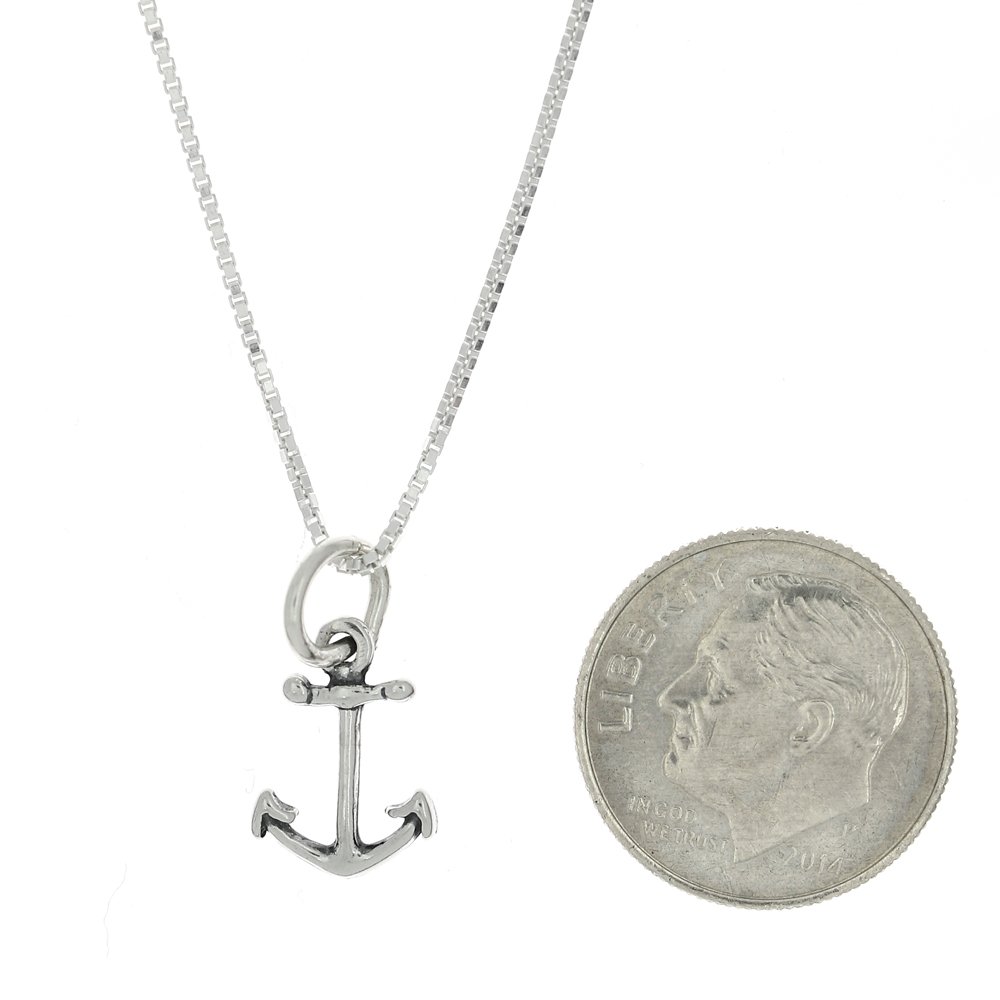 Sterling Silver Tiny Faith Anchor Charm Necklace for Women - Inspirational Jewelry Gift for Baptism, Confirmation & Everyday Wear