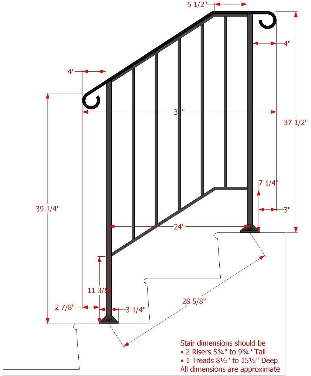 Iron X Handrail Picket #2 (No Fasteners) - 12 Pack Violet 2 Feet - Durable Metal Balusters for Staircase, Deck & Porch Safety Railings