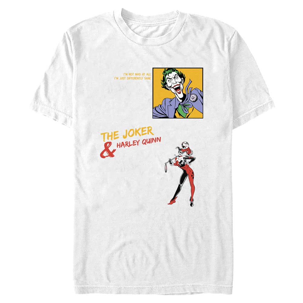 DC Comics Men's Big & Tall Harley Quinn & Joker Graphic T-Shirt - White, Large Tall - Superhero Fan Apparel for Casual Wear & Comic Con Events