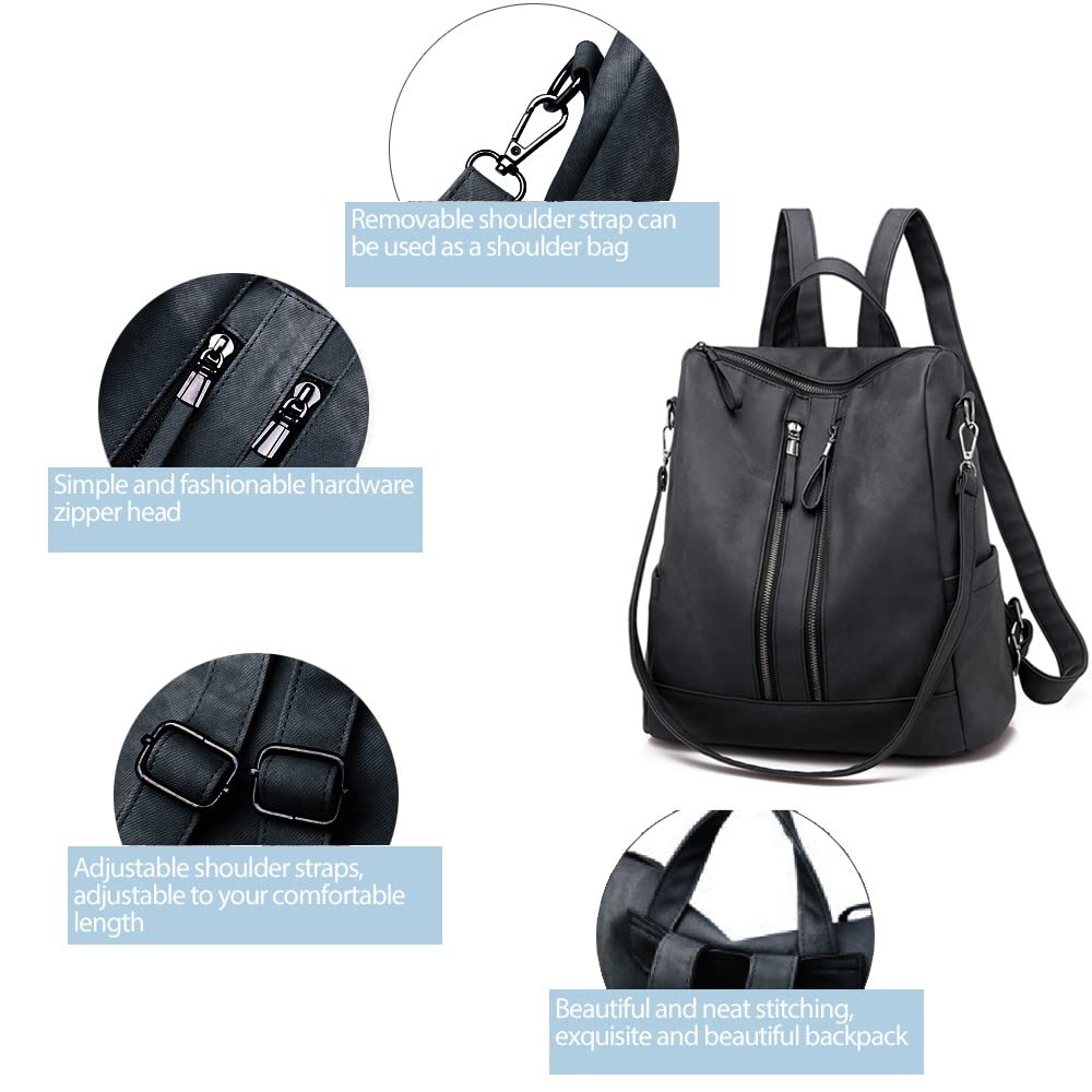 Stylish Women's Leather Backpack Purse - Small Waterproof Anti-Theft Shoulder Bag & Handbag for Daily Commute, Travel, Work & School